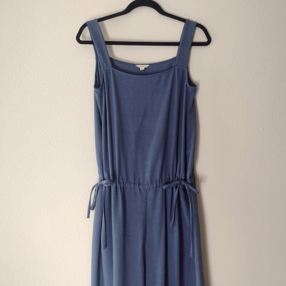 NAP Loungewear Drawstring Relaxed Fit Square Neck Wide Leg Jumpsuit Blue Size M - Picture 6 of 16